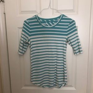 Blue/Green & White Stripe Top